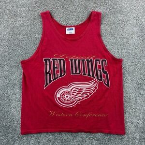 Vintage Detroit Red Wings Shirt Mens Large Red Tank Top NHL Hockey Sleeveless